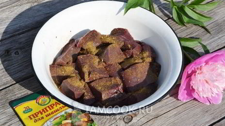 шашлык из говяжьей печени
