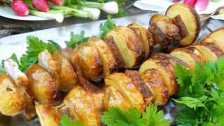 Шашлык из картошки с салом