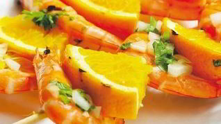 Шашлык из креветок с апельсином