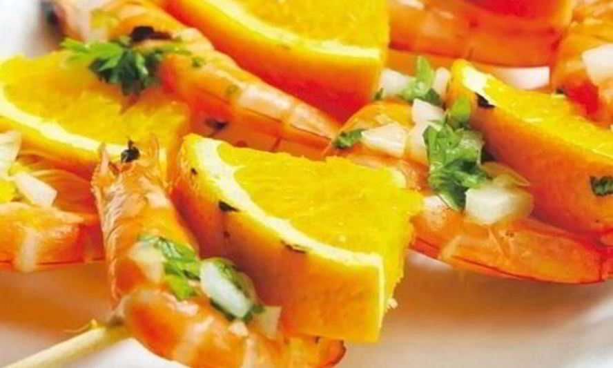 Рецепт шашлыка из креветок с апельсином