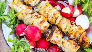 Шашлык из курицы в майонезе