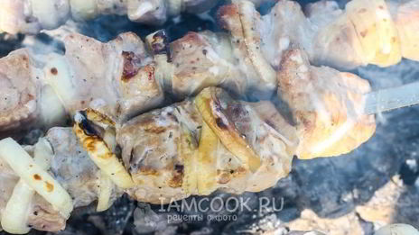 шашлык из курицы в майонезе