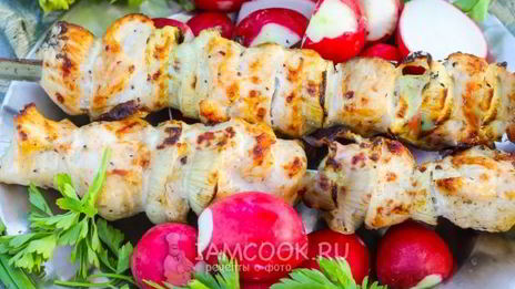 шашлык из курицы в майонезе