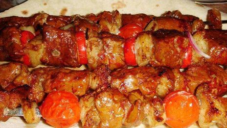 шашлык из печени с салом