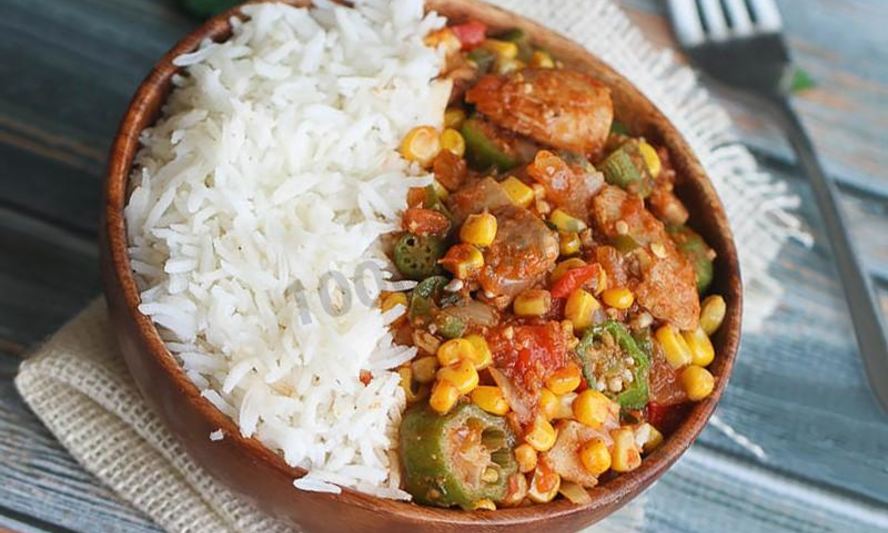 Рецепт тушеной бамии с курицей