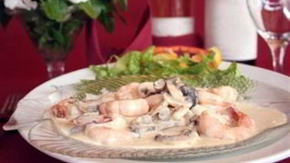 Креветки с текилой в сливках