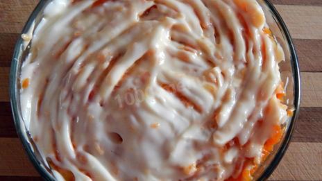 салат из куриной печени слоеный