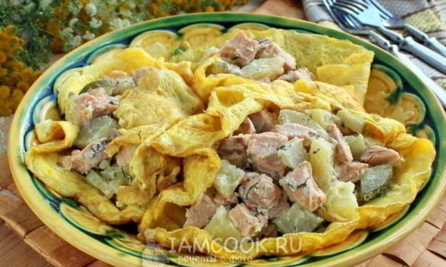 Рецепт салата из отварной рыбы