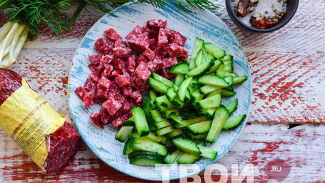 салат с блинами