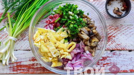 салат с блинами