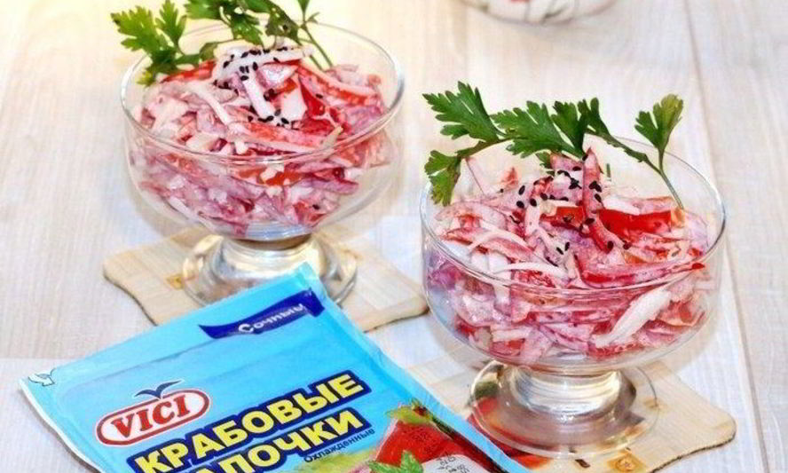 Рецепт салата с крабовыми палочками красное море