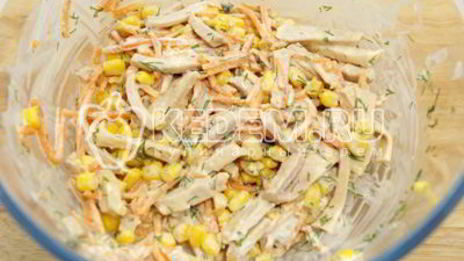 салат с мясом огонек