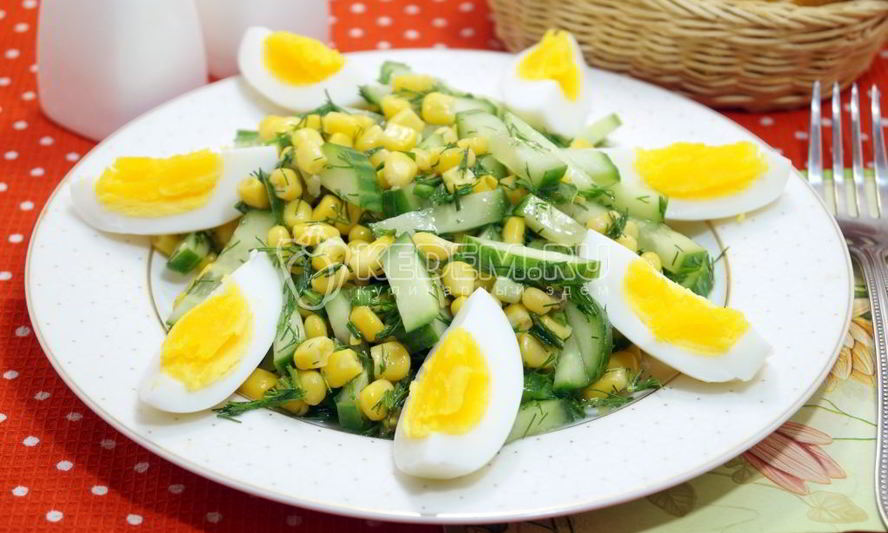 Рецепт салата с огурцом и яйцом арина