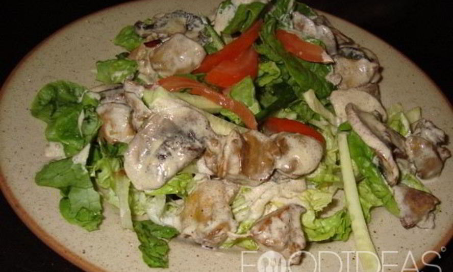 Рецепт салата с печенью и грибами