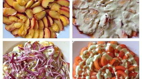 салат с персиками и помидорами