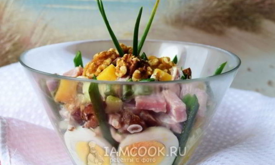 Рецепт салата с шампиньонами и ветчиной