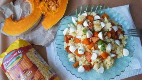 салат с тыквой, пшеном и моцареллой
