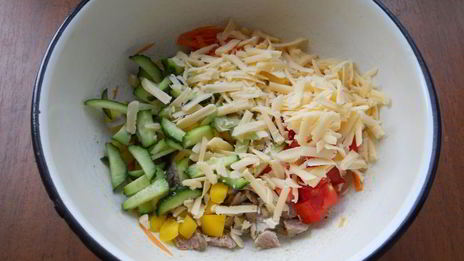 салат венеция с мясом и корейской морковью