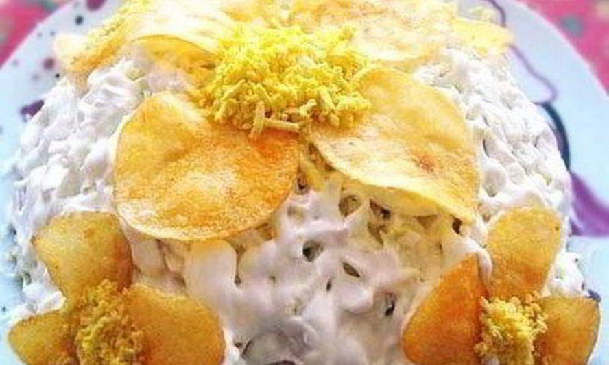 Рецепт слоеного салата орхидея с чипсами