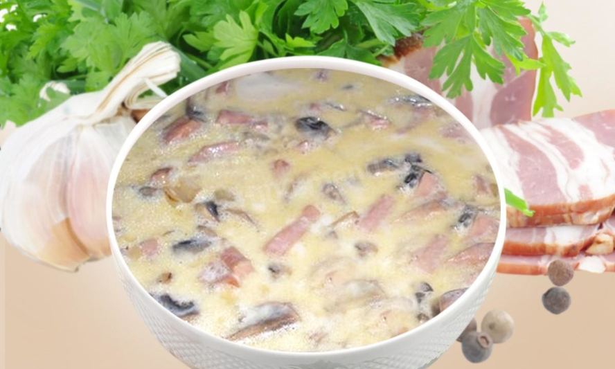 Рецепт сливочного соуса с грибами и ветчиной