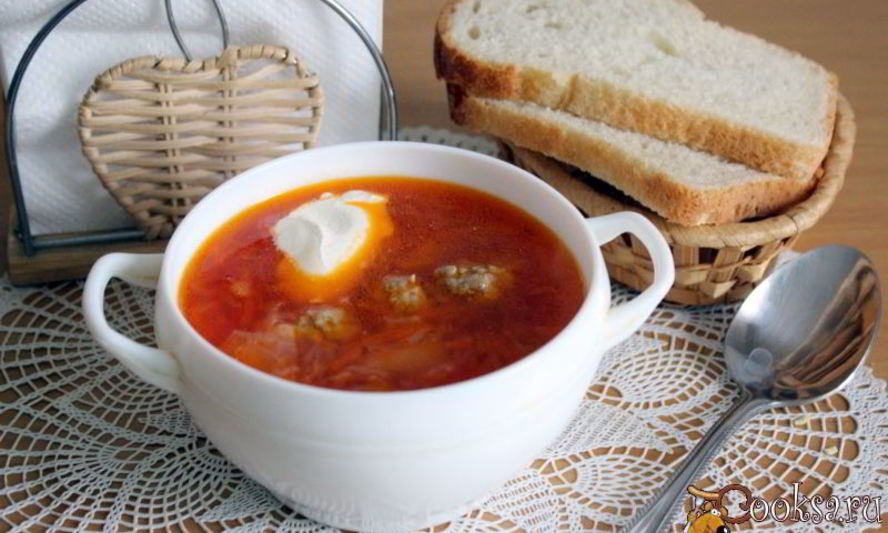 Рецепт борща с фрикадельками