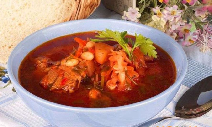 Рецепт борща с красной консервированной фасолью и с мясом