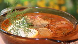 Борщ с виноградными листьями