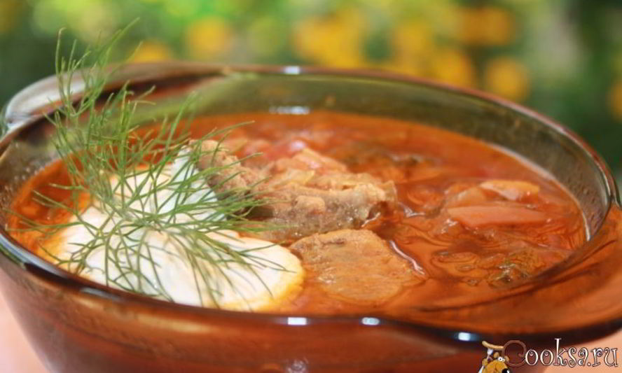 Рецепт борща с виноградными листьями