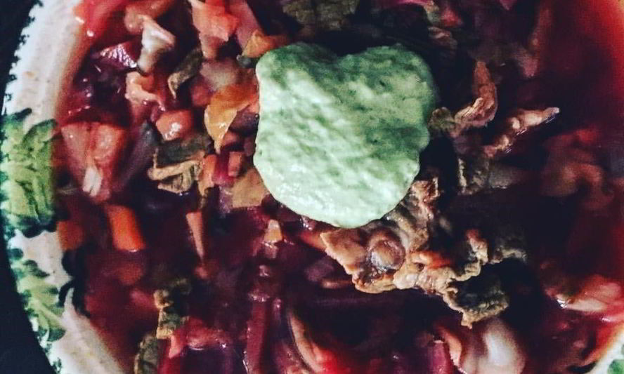 Рецепт борща с зеленой сметаной