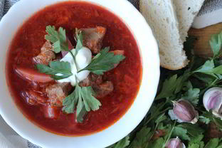 Борщ со свининой и говядиной