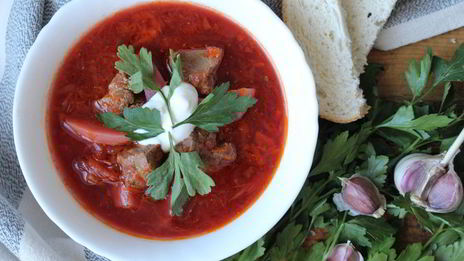 борщ со свининой и говядиной