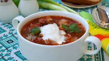 постный борщ с фасолью и толстолобиком в томате