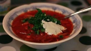 Постный борщ с фасолью