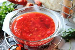 Постный борщ с грибами и фасолью