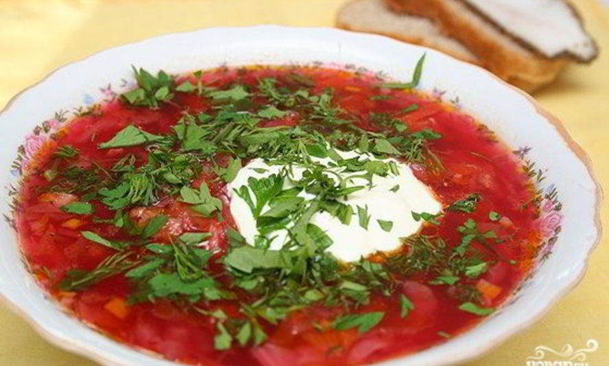 Рецепт украинского борща с салом и чесноком