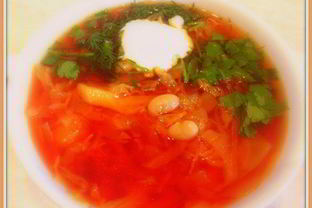 Вегетарианский борщ с фасолью