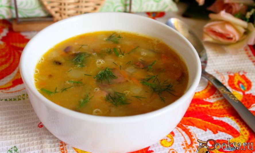 Рецепт чечевичного супа с охотничьими колбасками