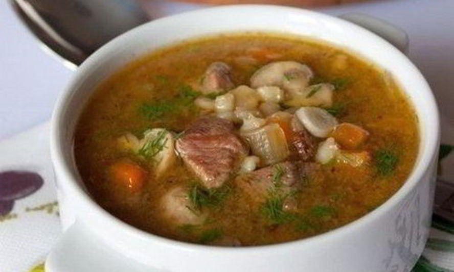 Рецепт грибного супа с говядиной и перловкой