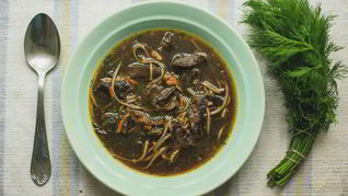 Грибной суп с гречневой лапшой