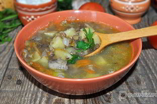 Картофельный суп с чечевицей без мяса