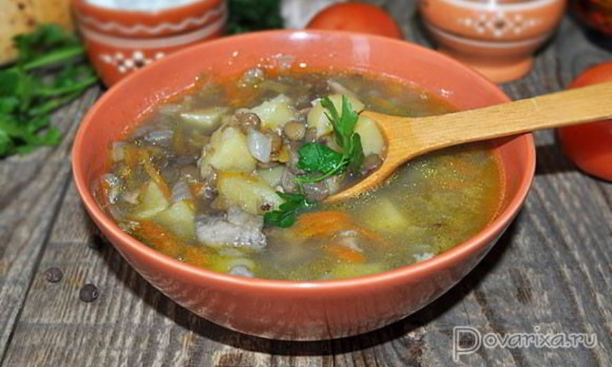 Рецепт картофельного супа с чечевицей без мяса