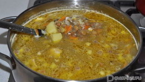картофельный суп с чечевицей без мяса