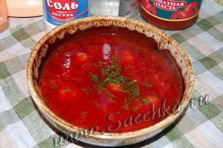 Красный суп с фрикадельками