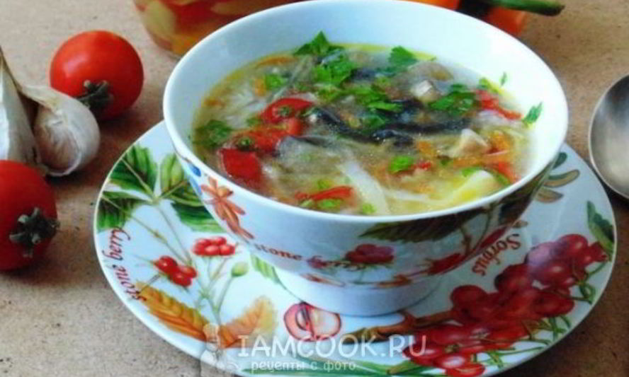 Рецепт овощного супа с грибами