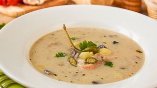 Сливочный грибной суп с курицей