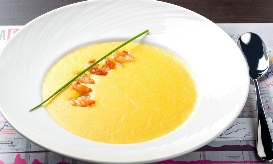 Рецепт супа-крема из кукурузы с креветками