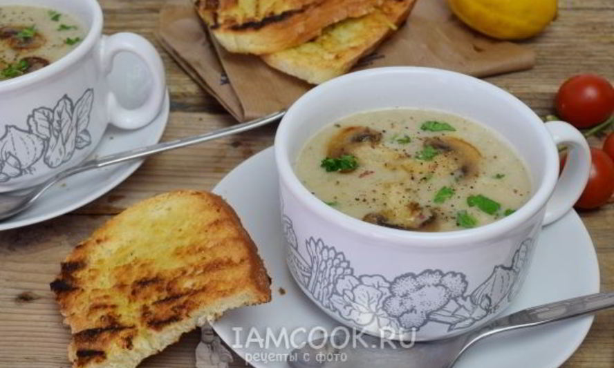 Рецепт грибного супа пюре из шампиньонов и вешенок