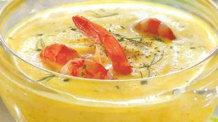 Овощной суп-пюре с креветками