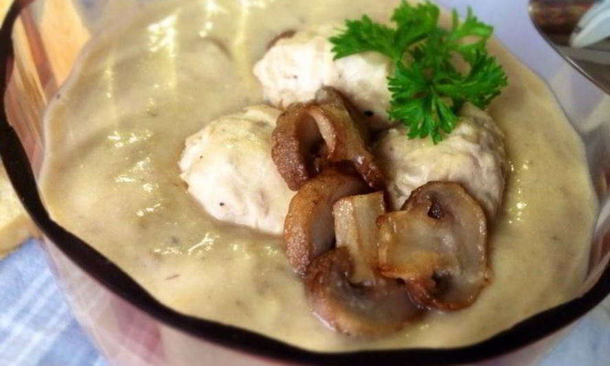 Рецепт сливочно-грибного суп-пюре с фрикадельками
