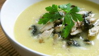 Суп-пюре из кабачков с курицей и грибами